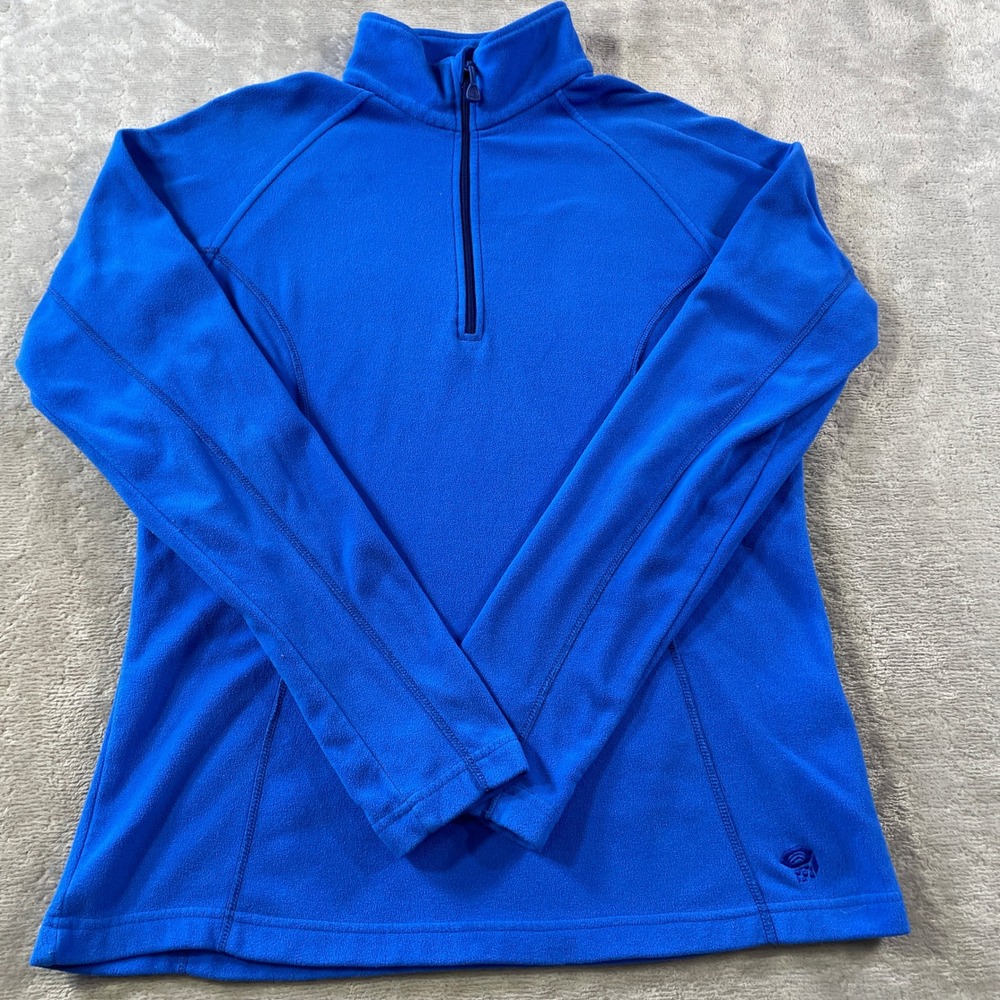 Mountain Hardwear 1/4 Zip Fleece Pullover Womens Large Blue Outdoor Layer School